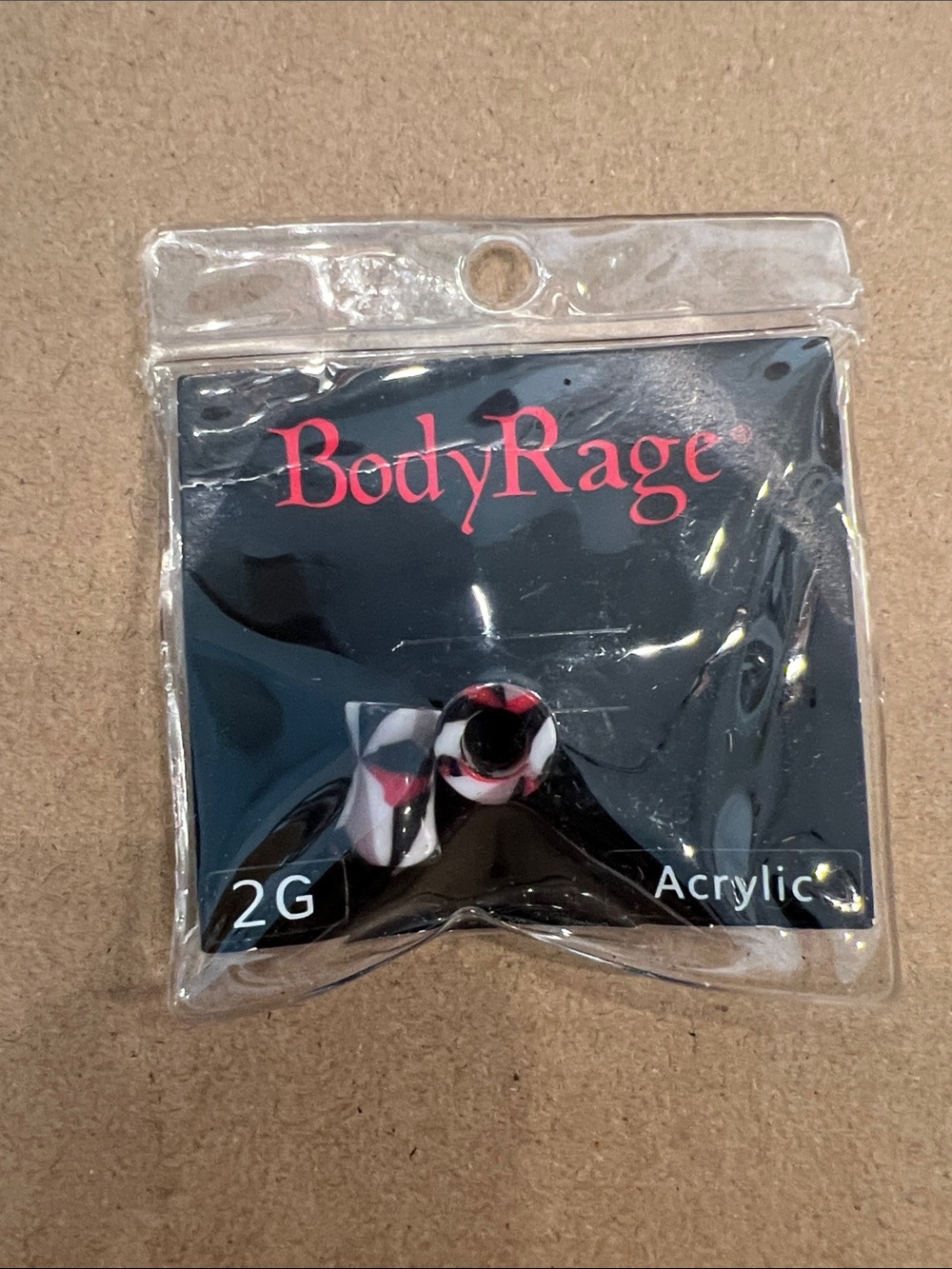 BodyRage 2G Acrylic Ear Plug in Black, White & Pink